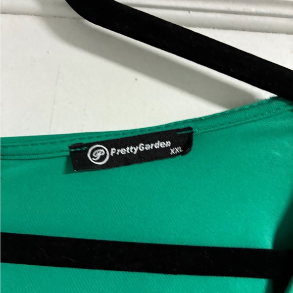 Green Midi Dress - Women's Summer A-Line Dress - Picture 2 of 6